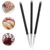 3 Stück Nylon Haar Nagelkunst DIY Pinsel Set Legierter Griff Nagelmalerei Zeichenpinsel für Zuhause Salon