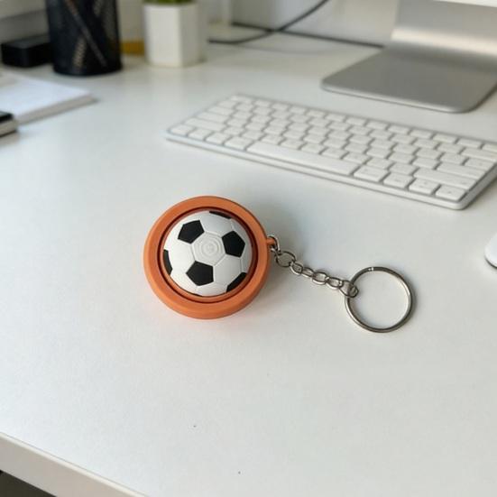 3D Printed Football Keychain, Mini Rotatable Football Fidget Keychain, Compact Stress Relief Sports Ball Key Chain for Keys Backpack Wallet Gift