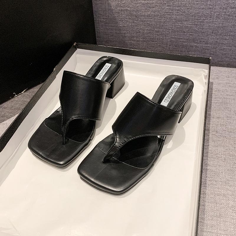 Niche Design Slope Heel Flip-flops Shoes Women Wear Summer New Silver High-heeled Sandals