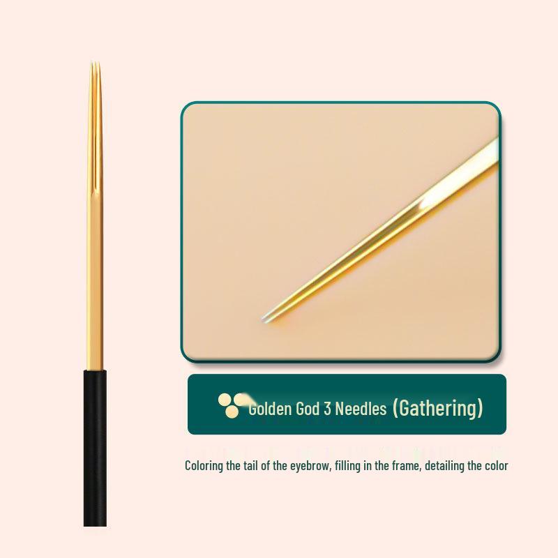 Authentic Gold Microblading & Shading Needles - 5-Round, 3 Tapered for Semi-Permanent Eyebrows