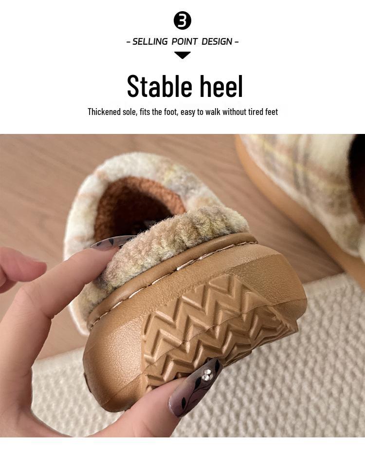 2025 Women's Thick-Soled Non-Slip Plush Slippers - Indoor Winter Warmth