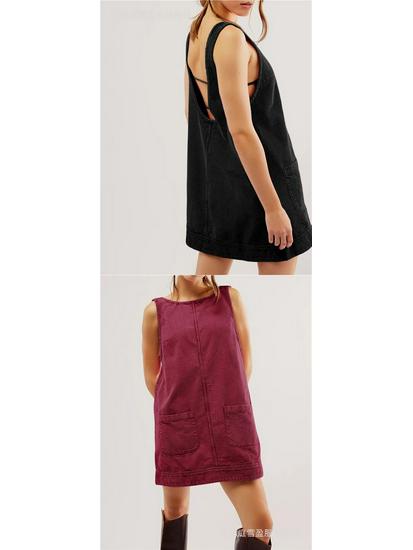 Women's Corduroy Sleeveless Vest Dress for Autumn/Winter – European & American Style Casual Wear