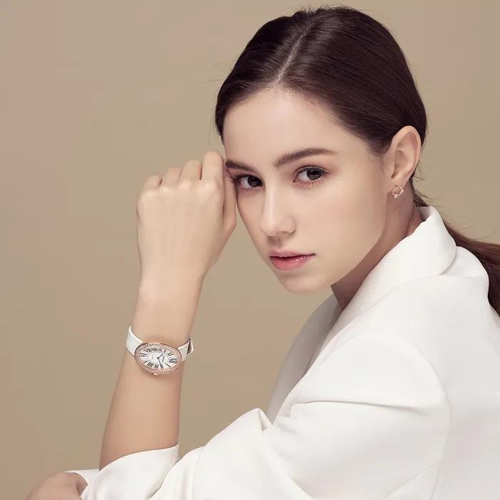Mother-of-pearl Oval Alligator Leather Wristwatch GE1207RGBK