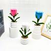 Multi Colored Plush Twisted Rod Rose Potted Desktop Decoration Ornament For Office Decor