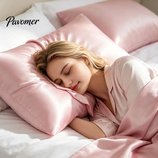 Wrinkle Resistant Bedding Shams Satin Pillow Case, Silky Cooling Cover, Reduces Hair Frizz & Skin Versatile Home Accessories Friction, Solid Color Bed