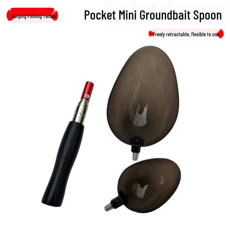 

Adjustable Telescopic Pocket Mini Groundbait Spoon with Replaceable Head - Fishing Tackle Accessory One Large and One Small Spoon Head