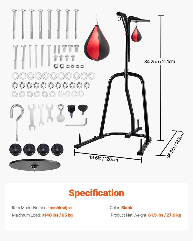 2 In 1 Heavy Duty Punching Bag Frame Boxing Punching Fitness Stand Steel
