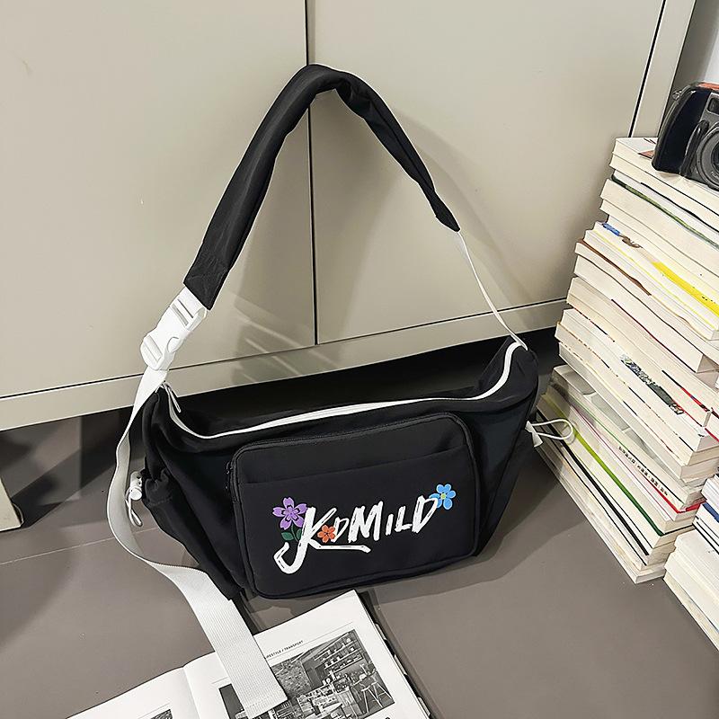 Japanese Ins Wind Messenger Bag Women's Fashion Letter Dumpling Bag Casual Large Capacity Boys Satchel Versatile Shoulder Bag