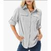 Women's Collared Long‑Sleeve Quick‑Dry Breathable Utility Shirt With Dual Chest Pockets For Outdoor Wear