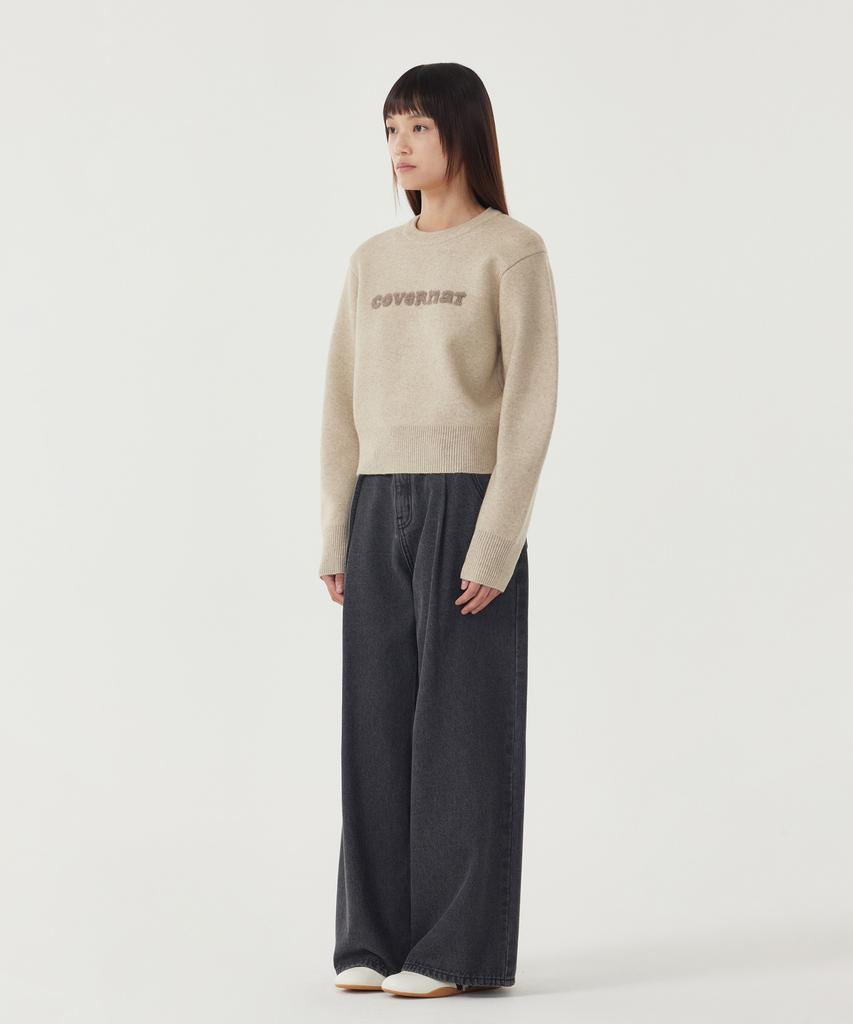 COVERNAT WOMAN Cooper Logo Knit Beige