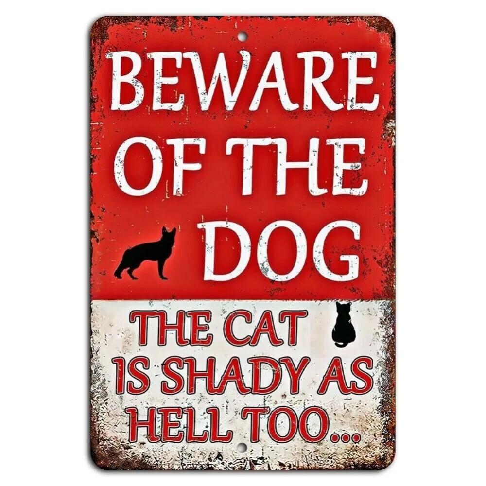

Pet Humor Pro Beware of Dog - The Cat Is Shady Too Funny Sign for Front Yards & Homes 30x40cm(11.8x15.7inch)