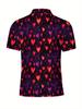Men's Short Sleeve Polo Shirt with Flat Digital Print Pattern - No Texture