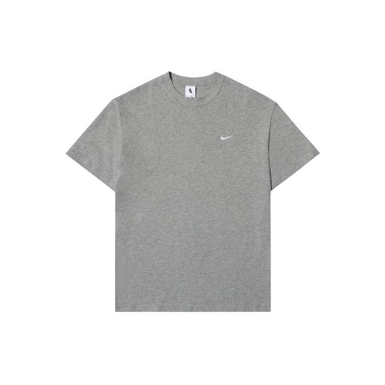 Nike Solo Swoosh Small Label Logo Solid Color Sports Round Neck Short Sleeve Gray Men s CV0559-063 XXL