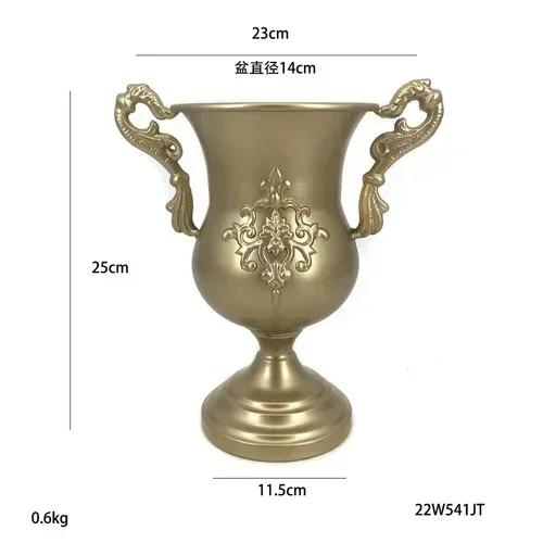 Golden Home Tabletop Floral Arrangements Wedding Atmosphere Decoration Floral Arrangements Green Plant Flower Vase Flower Holder