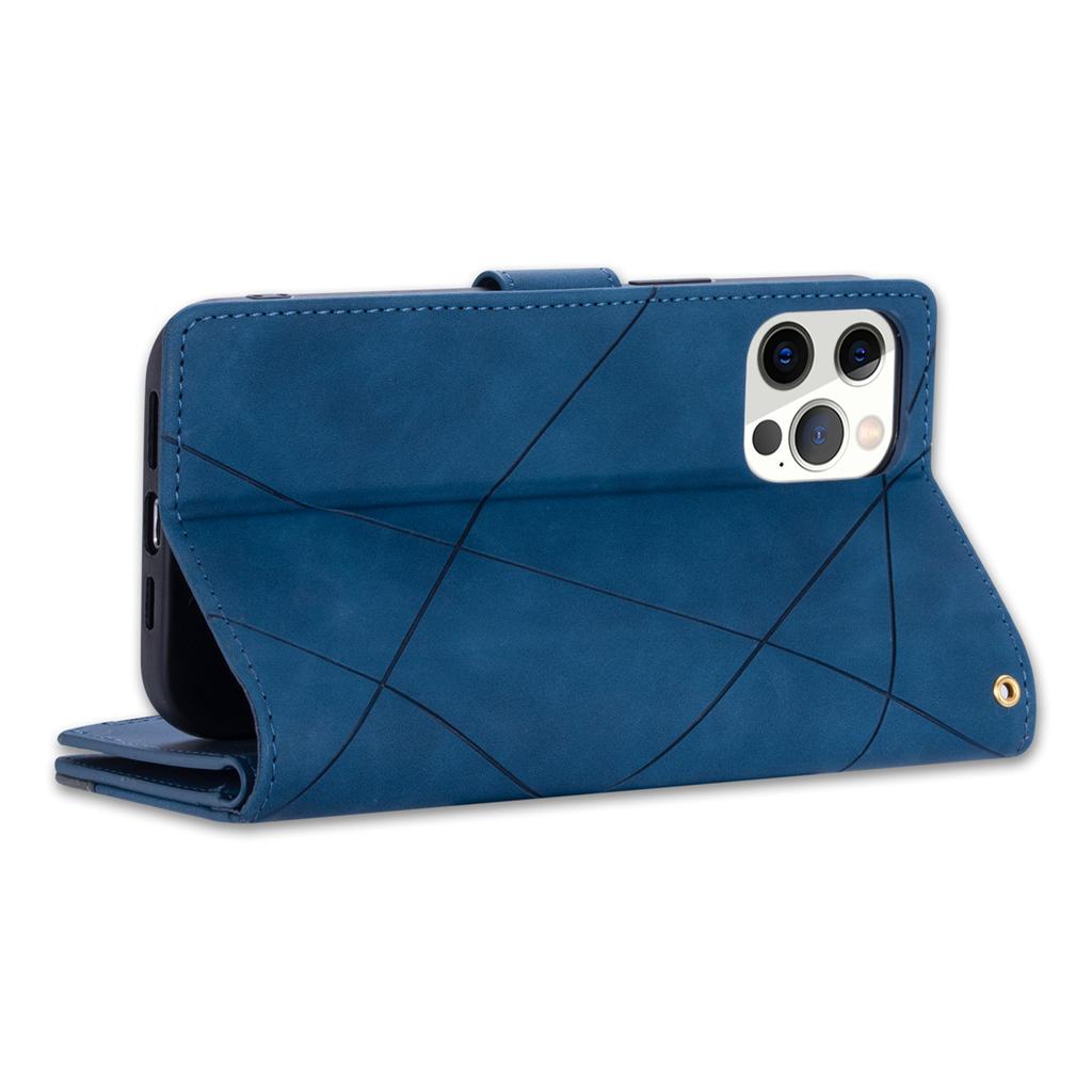 For iPhone 16 Pro Case Color Splicing Anti-Drop Leather Wallet Phone Cover