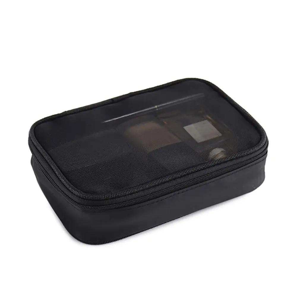 Women Makeup Bag Women Solid Color Zipper Cosmetic Bag Mesh Transparent Casual Travel Portable Mini Wash Storage Bags