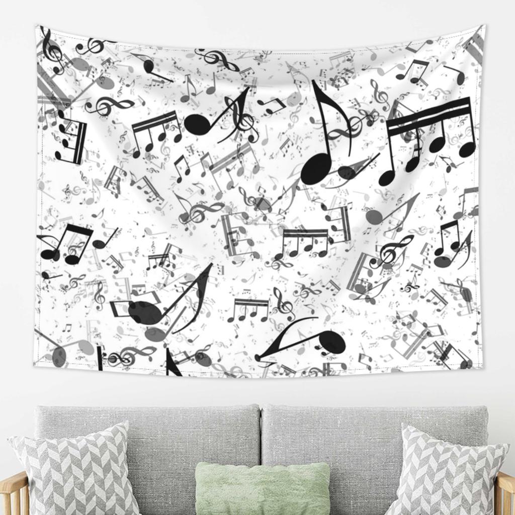 Bass Music Notes Tapestry Wall Hanging Aesthetic Home Decoration Tapestries for Dorm Room