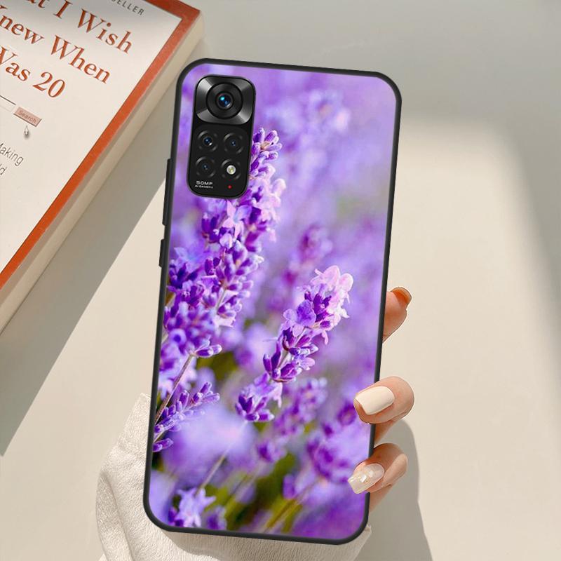 Lavender Purple Flower Case For Xiaomi Redmi Note 11 10 9 8 Pro Note 11S 10S 9S 8T K50 K40 9A 9C 10A 10C Cover