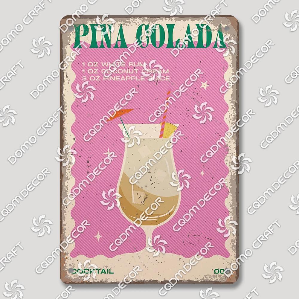 Vintage Drink Metal Tin Sign Wall Decor Mojito Margarita Aperol Spritz Negroni Limoncello  Perfect for Bar Pub Club