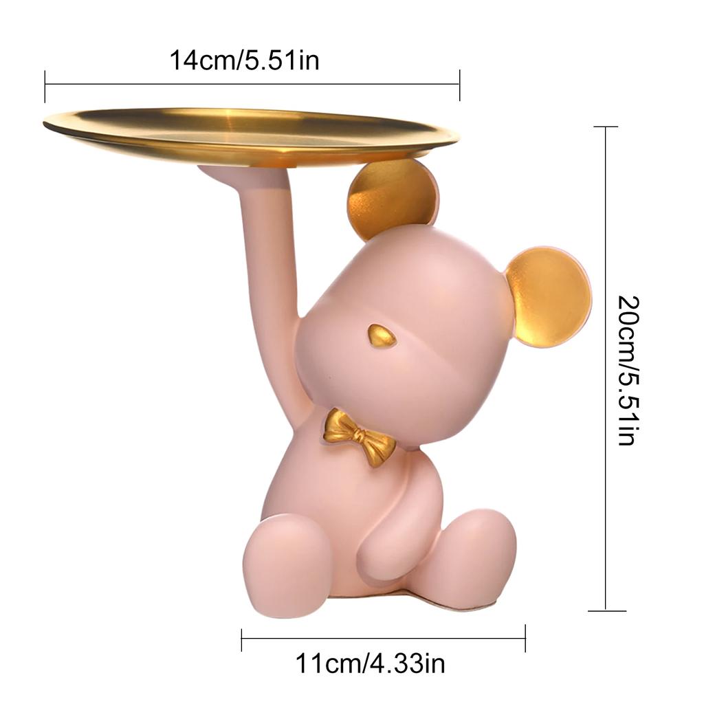 Geometric Shape Figurine Resin Statue Entrance Key Holder Cat Bear Tray Candy Lipstick Jewelry Sundries Storage Home Decoration