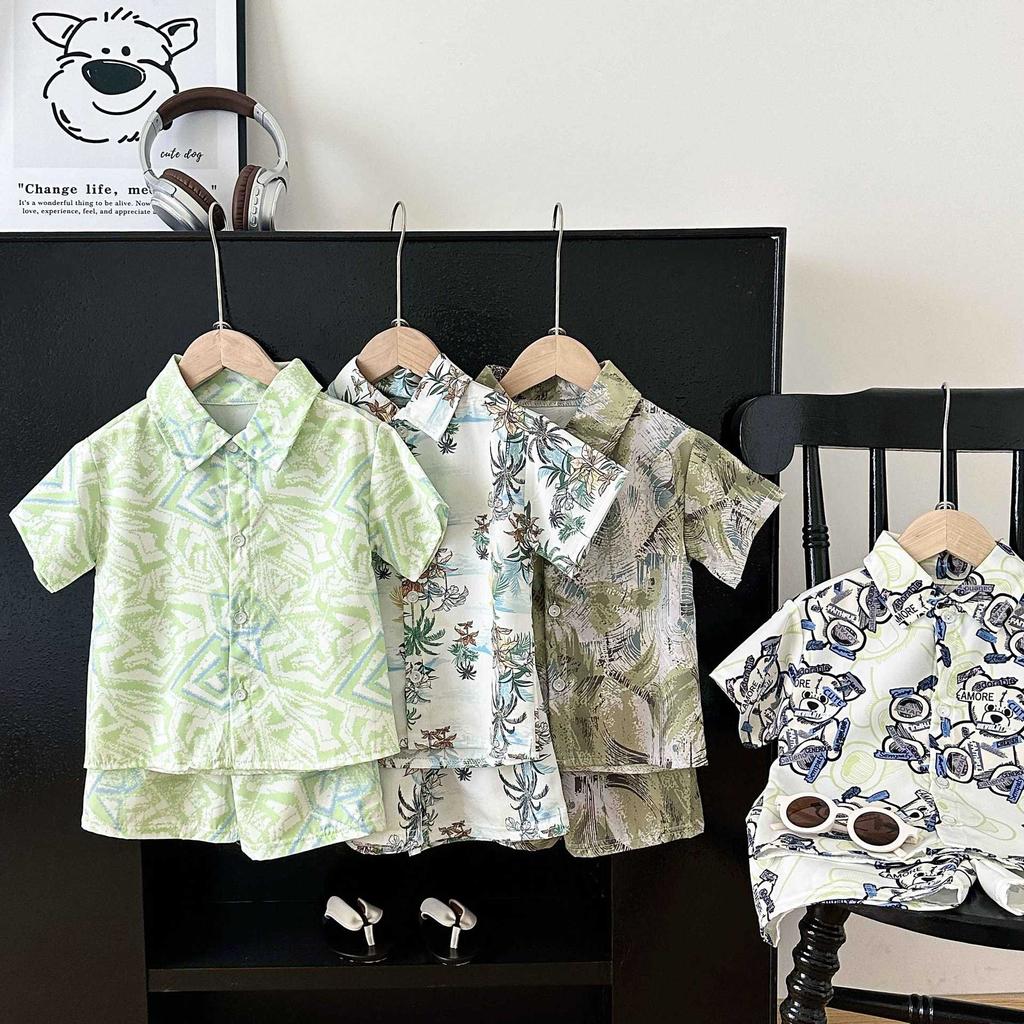 Sada košile s krátkým rukávem pro dětské oblečení Letní ležérní dětské oblečení Volný a trendy dvoudílný set pro jaro a léto