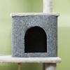 132cm Cat Tree W/ Scratching Posts, Pad, Cat Bed, Cat House, Jumping Platform, Grooming Brush, Anti-Tip Kit, Light Grey