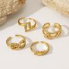European and American Ins Wind Titanium Steel Gold-plated Opening Ring Slightly Inlaid with Zircon Geometric Personality Adjustable Ring Light Luxury