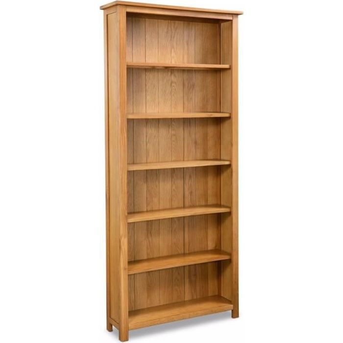 VidaXL 6-Shelf Bookcase 80x22.5x180 Cm Solid Oak Wood