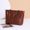 Leather Women's Bag Tote Bag Large Capacity Shoulder Messenger Bag Cowhide Women's Bag Commuter Simple Shopping Bag
