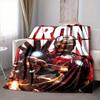 1Pc Iron Man Tech Hero Flannel Blanket, Soft And Comfortable, Casual Warm, Camping Travel, Christmas, Halloween Xmas Gift N1246