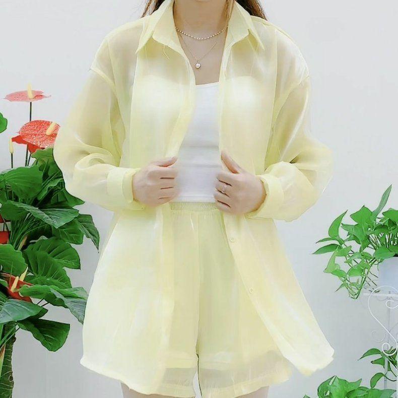 Women's Spring Summer Shirt Sheer Summer Shirt Loose Large Size Shirt
