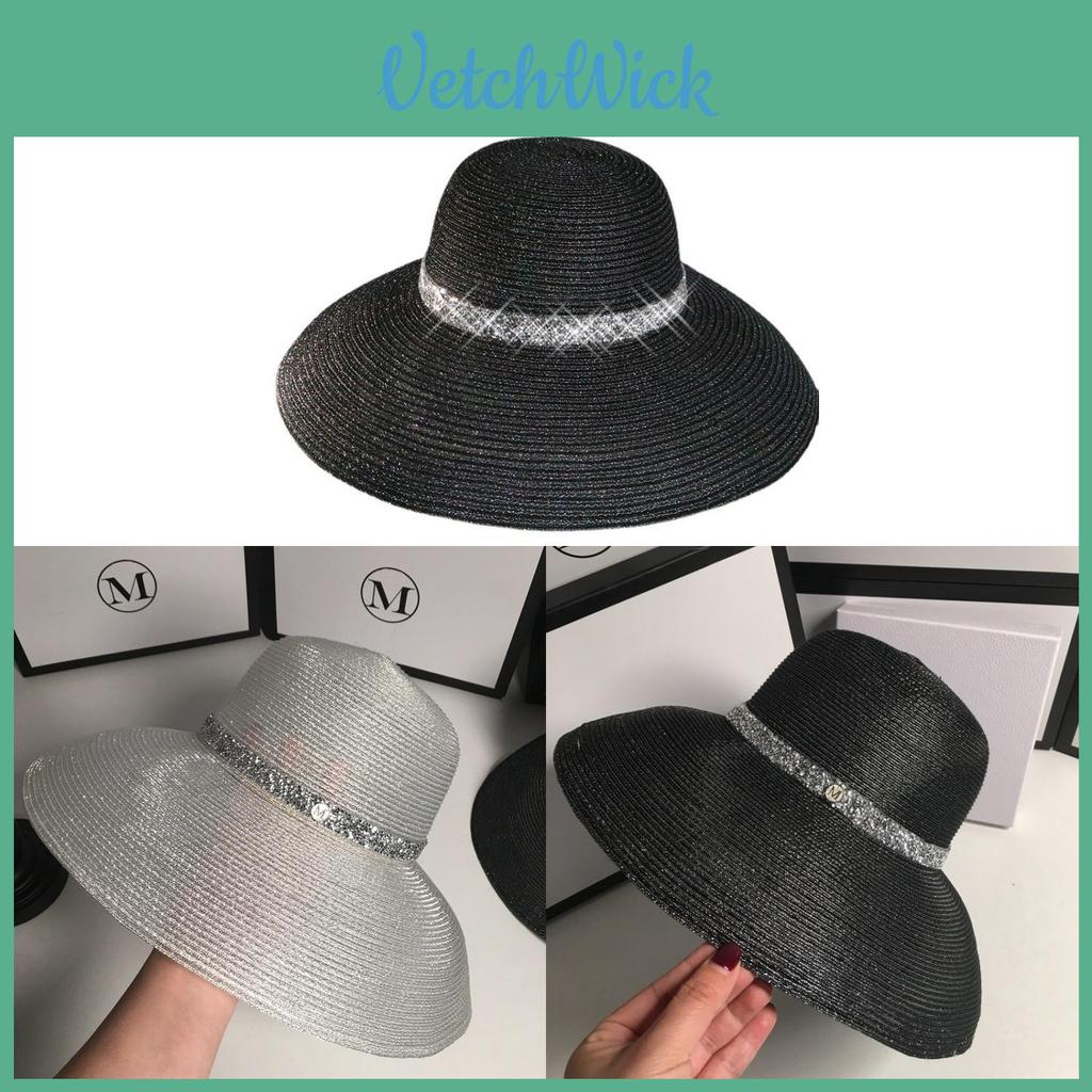 Beach Style Sun Shade Hat For Women With Wide Brim And Silver Silk Fabric Summer Wear
