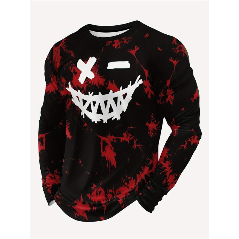 Wengy 2 Heren Tops met Dubbele Wolvenprint Lente Dagelijks Casual Heren T-shirt met Lange Mouwen Street Fashion Heren T-shirt met Lange Mouwen L