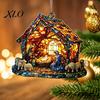 Unique Window Art for Bedroom Nativity Scene Sun Catcher, Stained Glass Effect Acrylic Suncatcher, Decorative Rainbow Prism Hanging Ornament