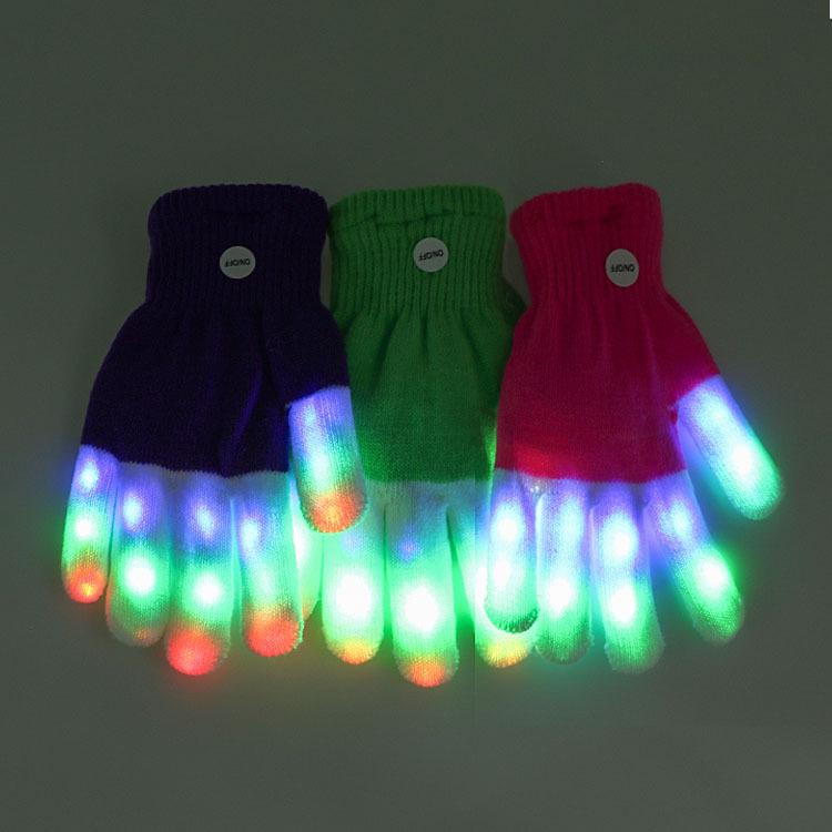 LED Multicolor Light-Up Fingerless Gloves for Halloween & Christmas - Flashing White Knit for Adults & Kids