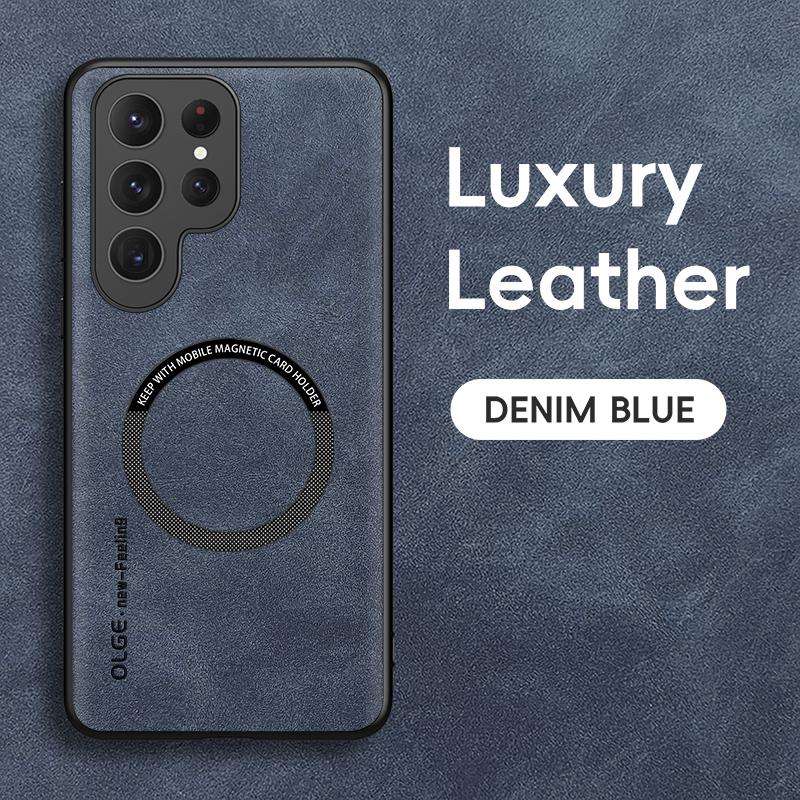 Retro Leather Soft Case for Samsung Galaxy S25 Edge S24 S23 S22 S21 S20 Ultra Plus FE Magnetic Wireless Charging Back Cover