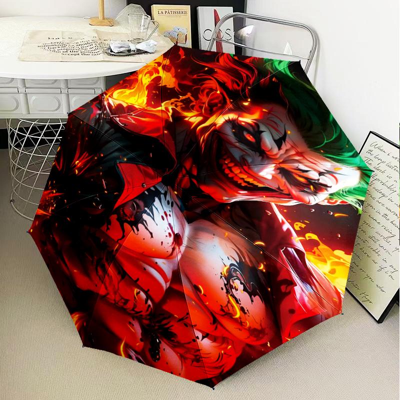 The clown's Fiery Rise Umbrella Folding umbrella, automatic umbrella 8-Frame for Travel, camping Use Gift for Halloween Christmas