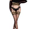 Sexy Women Lace Stockings Patchwork Stockings 1D Thin Oil Glossy Shiny Stripe Maid Pantyhose Sexy Tights Garter Stockings