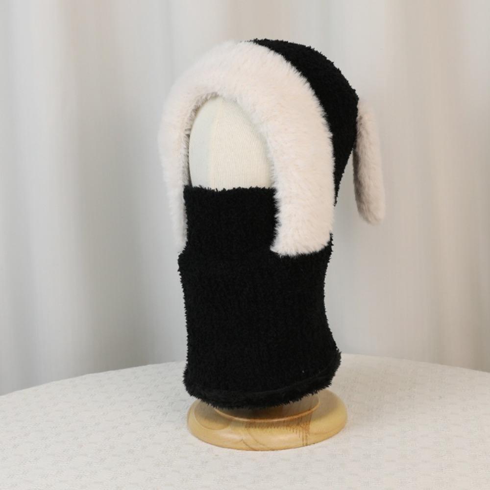 Knitted Beanie Rabbit Ear Winter Hat Warm Ears Pullover Cap Plush Scarf Hat  Kids Winter Wear