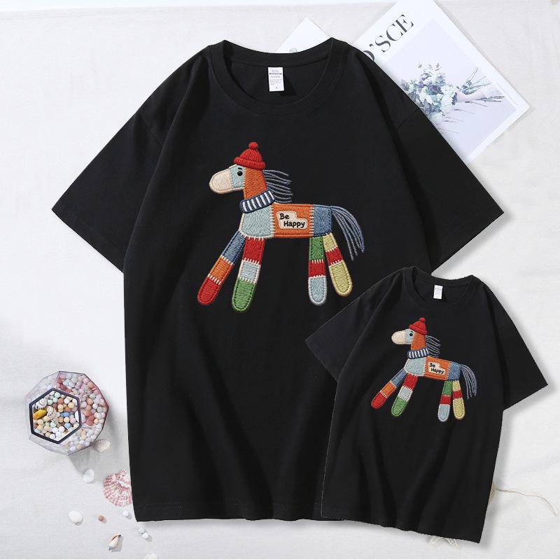 2026 Year of the Horse Red T-Shirt - Unisex Cotton Short Sleeve for Family Photos & New Year Greetings