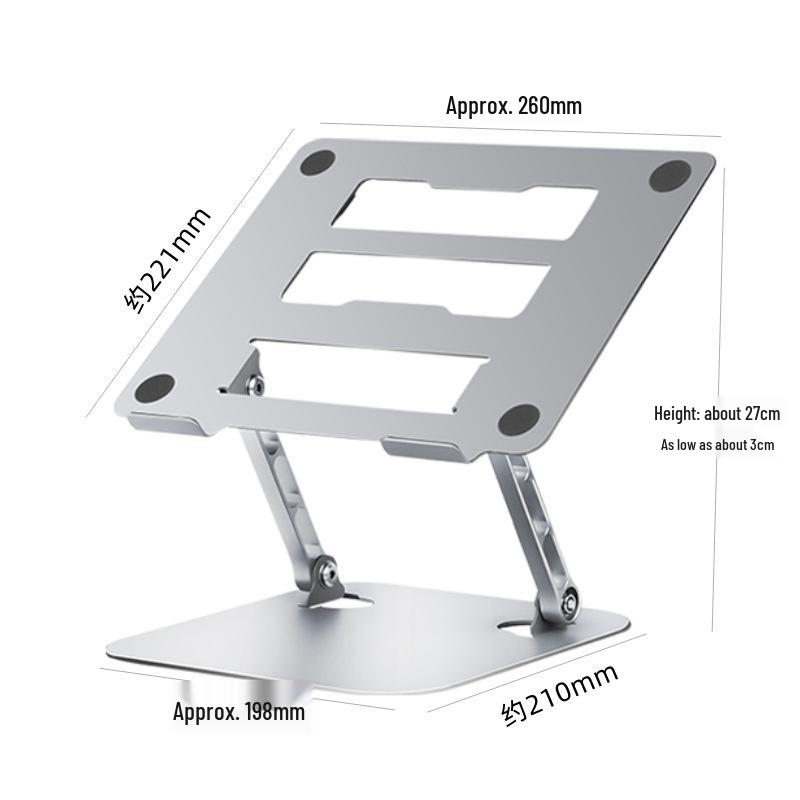 Adjustable Rotating Laptop Stand with Cooling Feature and Height Adjustment for Desktop or Office Use