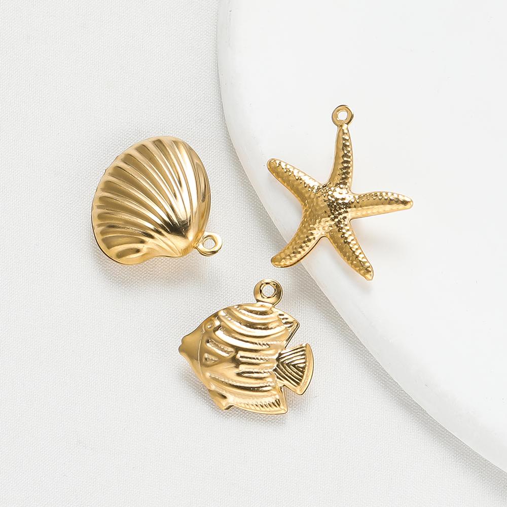10pcs/lot Various Stainless Steel Shell Starfish Ocean Pendants For Handmade DIY Bracelet Bangle Pendant Jewelry Accessories