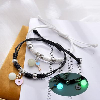 2 Pulseras Tejidas Luminosas Amor Infinito Luz Nocturna Joyería Pulsera de Pareja Día de San Valentín