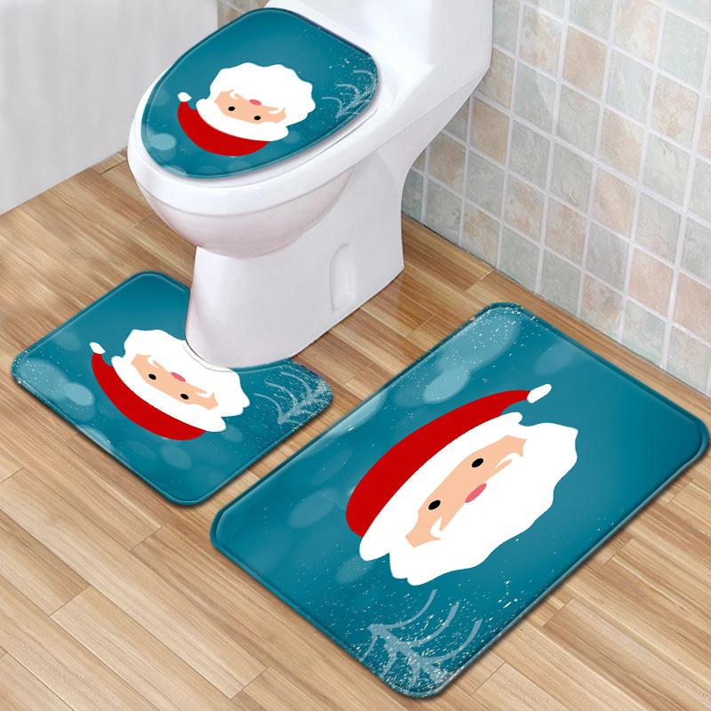 Christmas Bathroom Floor Mat Toilet Three-Piece Set