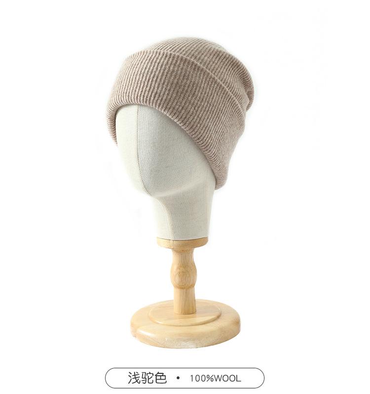 % Australian wool hat women's autumn and winter thickened warm ear protection knitted wool cold hat men's cycling spot