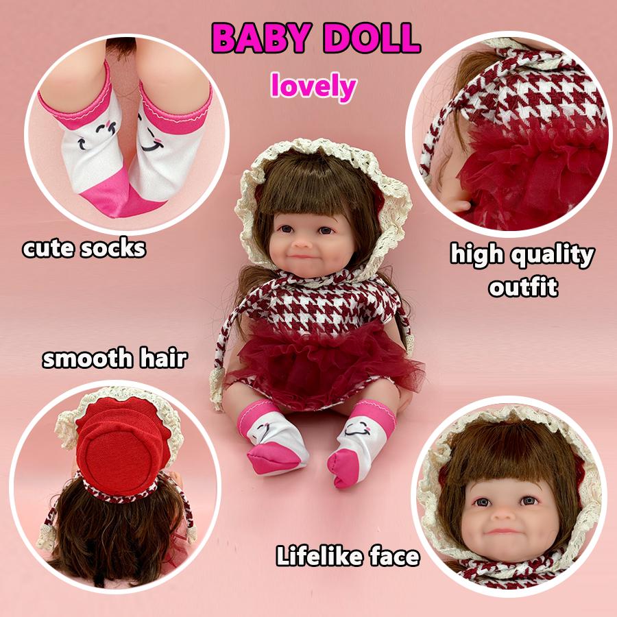 Kawaii Reborn Baby Girl Dolls Lifelike Face Fashion Clothes Companied Doll Birthday Christmas Gift Educational Toy 12inch Kid Friendly Entertaining