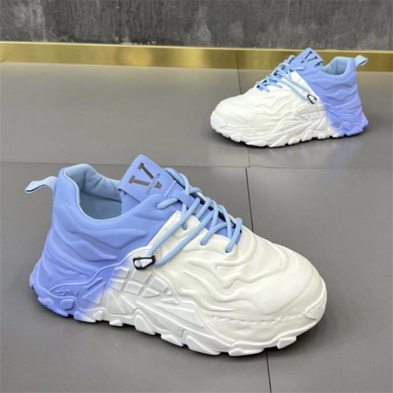 Men's Summer and Autumn Dad Shoes Thick-soled Leather Casual Shoes Gradient Student Shoes