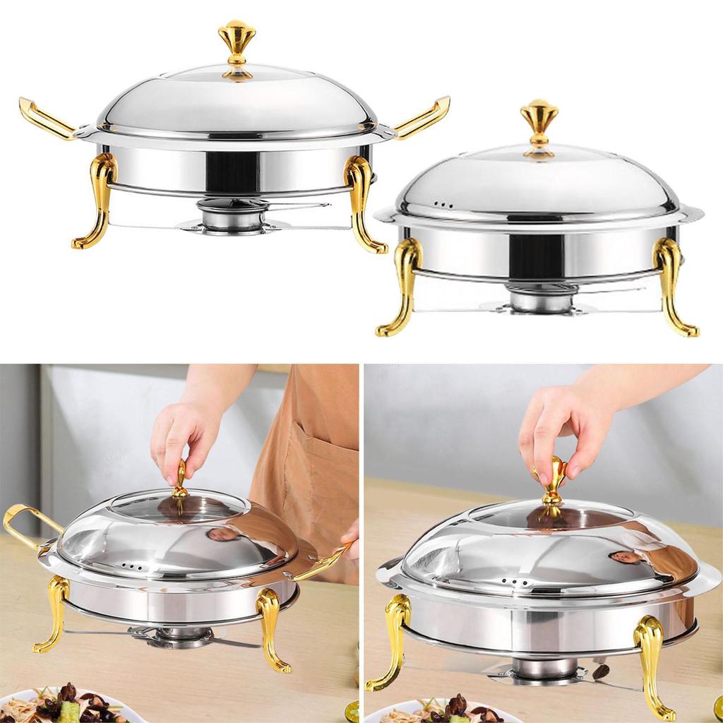 Chafing Dish Buffet Set Servers and Warmers Round Chafers for Catering W/ Lid Party