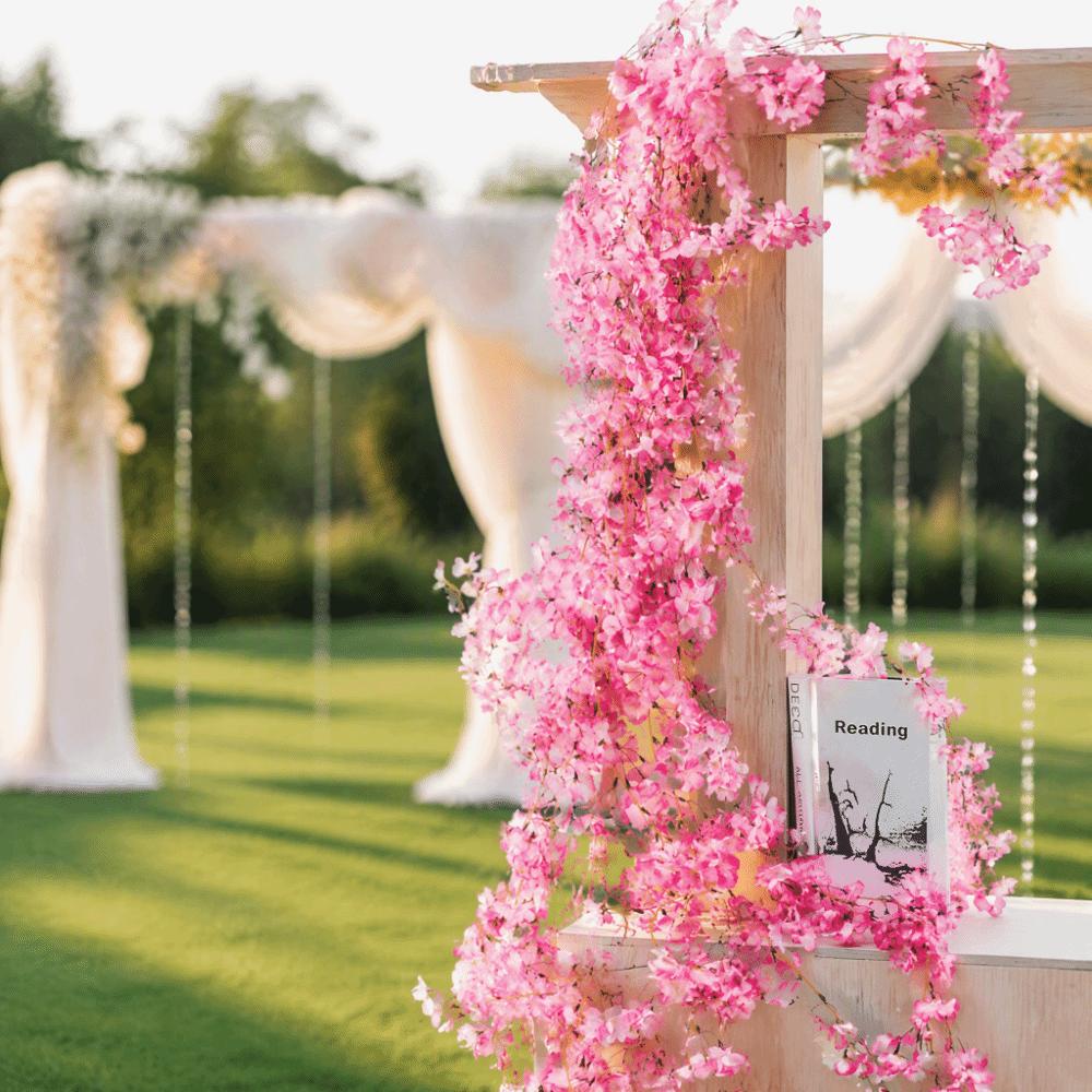 Silk Material Sakura Blossom Garland 1.8m Artificial Flower Garland Wedding Decoration