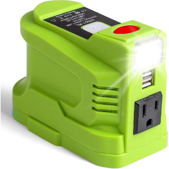 Menič napätia pre batériu Ryobi 18V ONE+, 150W prenosná nabíjačka pre stanicu na nabíjanie batérií Ryobi, napájací zdroj, DC 18V na AC 110 s AC/USB portom DIY